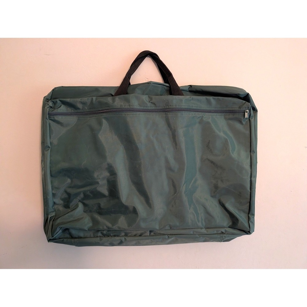 Artist Portfolio Travel Case Forest Green Nylon Multi Pocket Organizer Bag 25x18